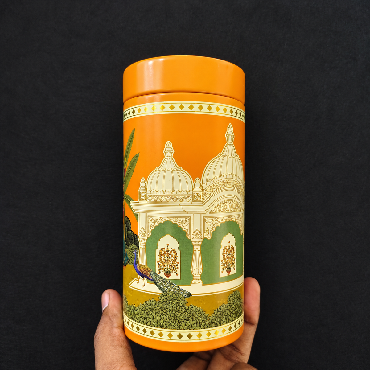 Traditional Printed Round Tin Jars | 2 Designs | Pack of 4