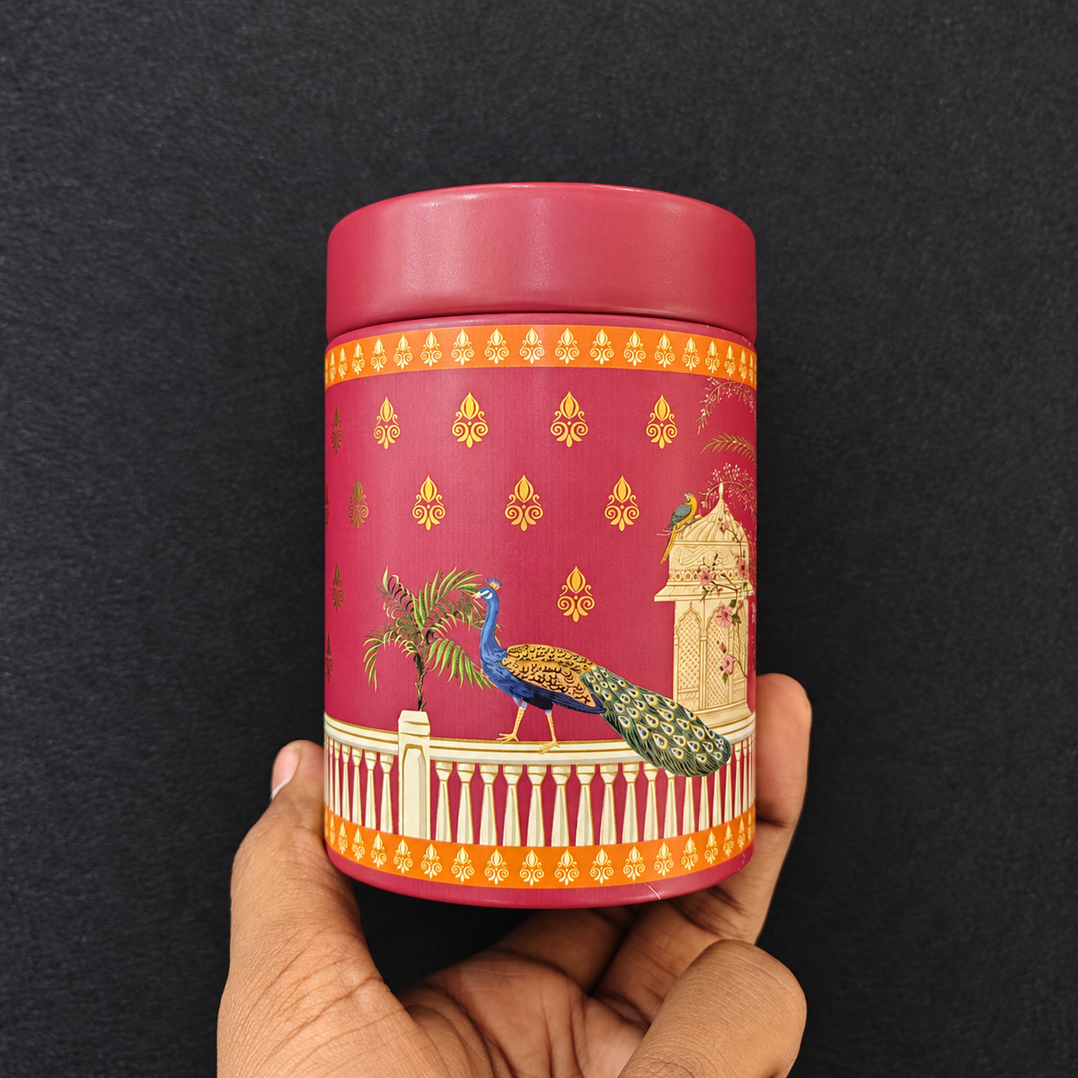 Traditional Printed Round Tin Jars | 2 Designs | Pack of 4