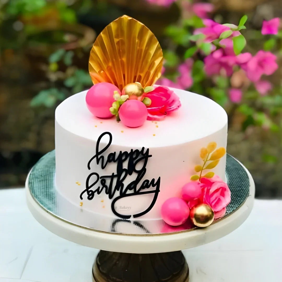 Palm Leaf Cake Topper | Gold & Silver Fan Leaf Decoration for Cakes & Dessert Tables | Pack of 1