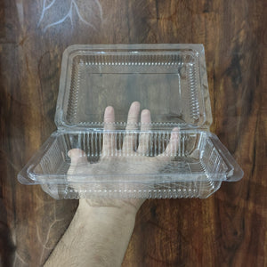 PET Plastic Clamshell Food Container | Transparent Hinged Storage Box | Pack of 25