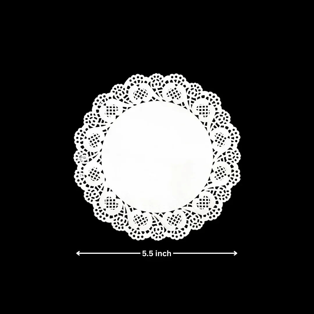 Paper Doilies | Round Decorative Paper Placemats for Desert | Tableware Decoration | Lace Doilies | Pack of 100 - Bakeyy.com - India - Paper Doilies | Round Decorative Paper Placemats for Desert | Tableware Decoration | Lace Doilies | Pack of 100 - 5.5 Inch
