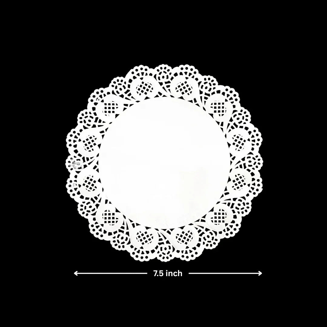 Paper Doilies | Round Decorative Paper Placemats for Desert | Tableware Decoration | Lace Doilies | Pack of 100 - Bakeyy.com - India - Paper Doilies | Round Decorative Paper Placemats for Desert | Tableware Decoration | Lace Doilies | Pack of 100 - 7.5 Inch