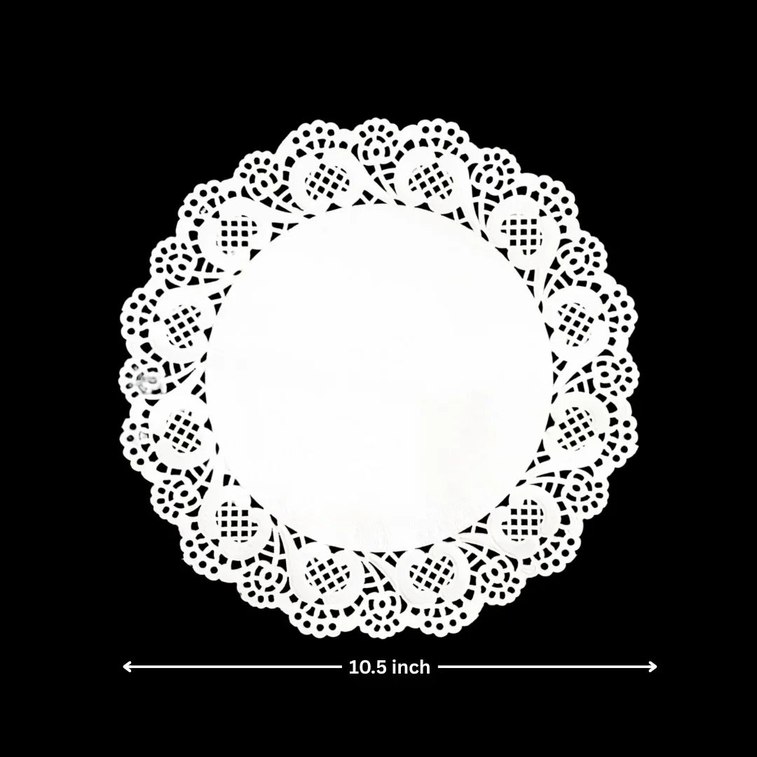 Paper Doilies | Round Decorative Paper Placemats for Desert | Tableware Decoration | Lace Doilies | Pack of 100 - Bakeyy.com - India - Paper Doilies | Round Decorative Paper Placemats for Desert | Tableware Decoration | Lace Doilies | Pack of 100 - 10.5 Inch