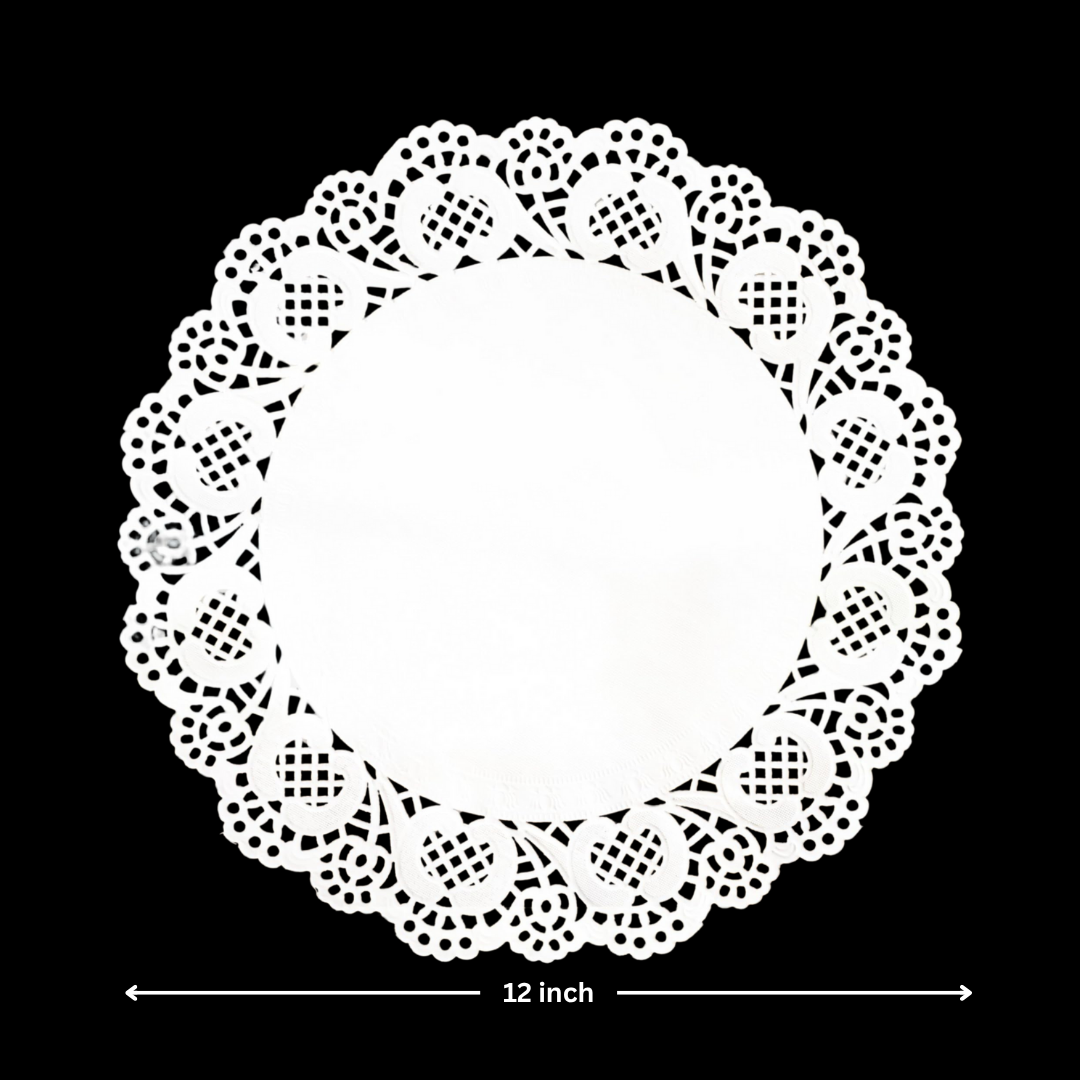 Paper Doilies | Round Decorative Paper Placemats for Desert | Tableware Decoration | Lace Doilies | Pack of 100 - Bakeyy.com - India - Paper Doilies | Round Decorative Paper Placemats for Desert | Tableware Decoration | Lace Doilies | Pack of 100 - 12 Inch