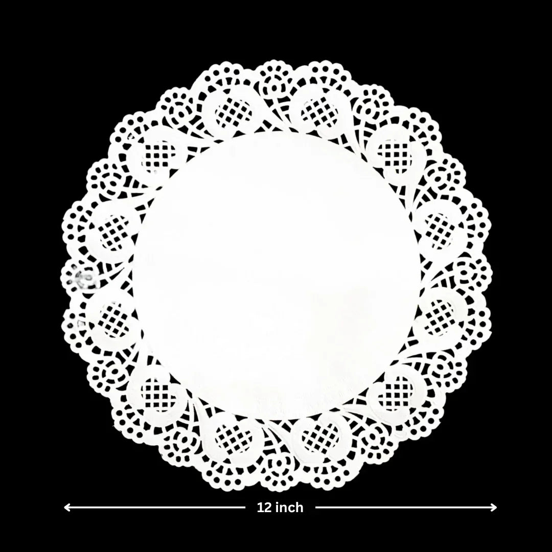 Paper Doilies | Round Decorative Paper Placemats for Desert | Tableware Decoration | Lace Doilies | Pack of 100 - Bakeyy.com - India - Paper Doilies | Round Decorative Paper Placemats for Desert | Tableware Decoration | Lace Doilies | Pack of 100 - 12 Inch