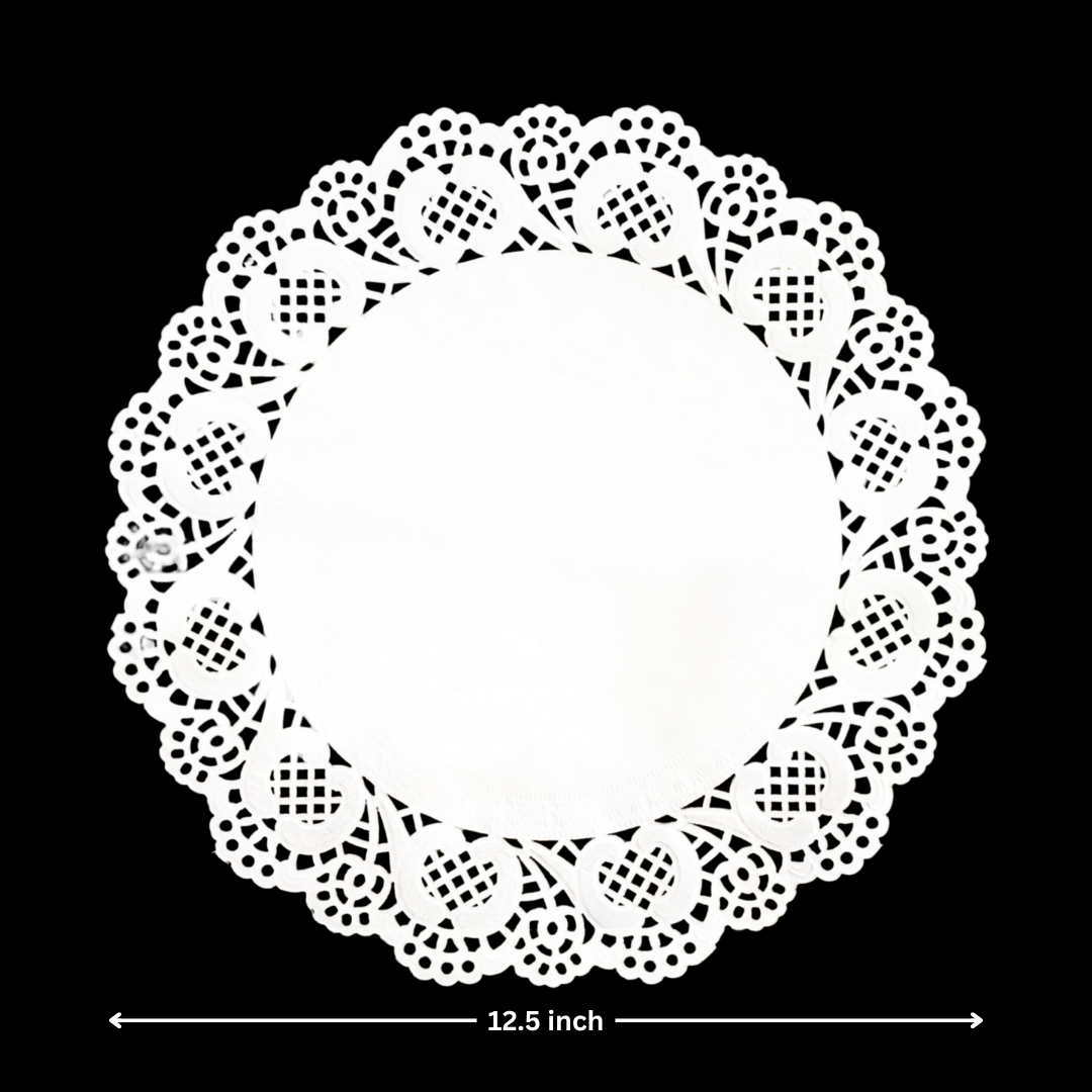 Paper Doilies | Round Decorative Paper Placemats for Desert | Tableware Decoration | Lace Doilies | Pack of 100 - Bakeyy.com - India - Paper Doilies | Round Decorative Paper Placemats for Desert | Tableware Decoration | Lace Doilies | Pack of 100 - 12.5 Inch