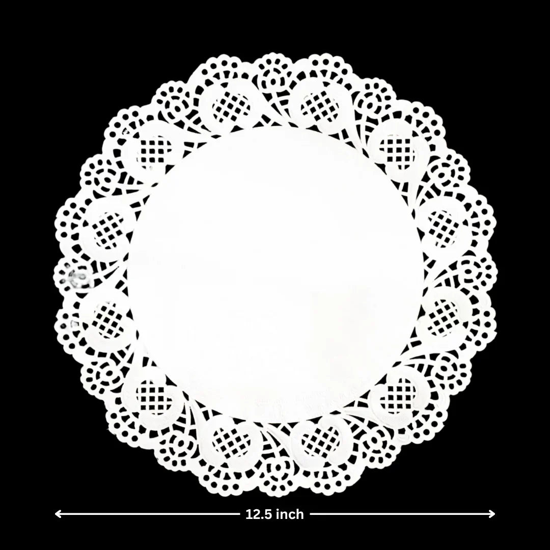 Paper Doilies | Round Decorative Paper Placemats for Desert | Tableware Decoration | Lace Doilies | Pack of 100 - Bakeyy.com - India - Paper Doilies | Round Decorative Paper Placemats for Desert | Tableware Decoration | Lace Doilies | Pack of 100 - 12.5 Inch