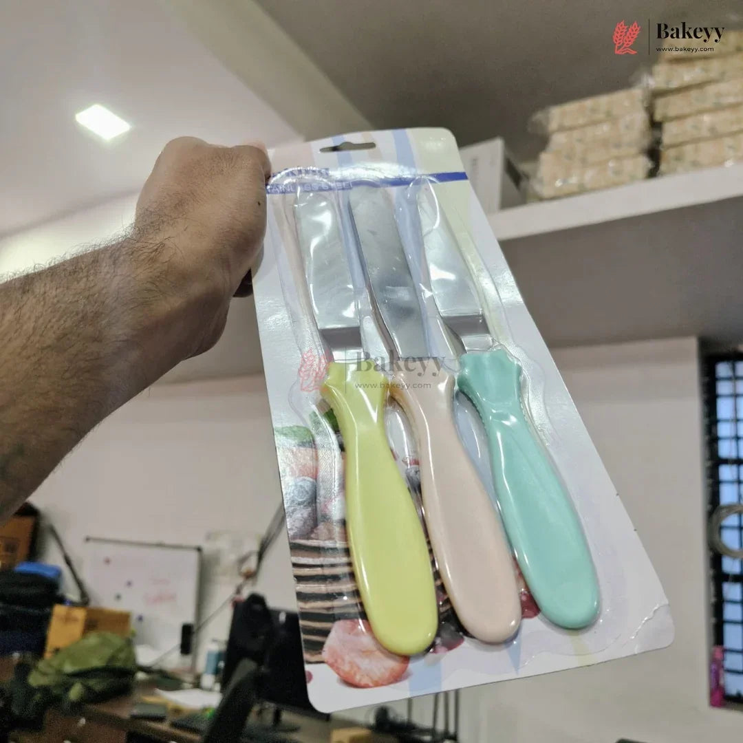 Pastel Icing Spatula Knife Set | Cake Cream Spreading Tool | 3 Pieces | Pack of 1