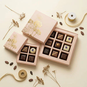 PastelPeachBotanicalChocolateGiftBoxwithDividerTray - Bakeyy.com