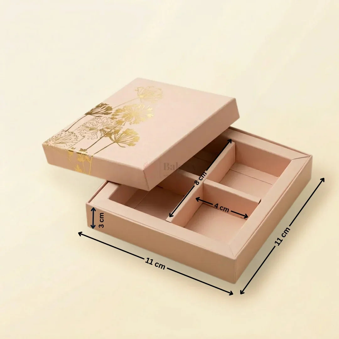 Pastel Peach Botanical Chocolate Gift Box with Divider Tray | Pack of 1