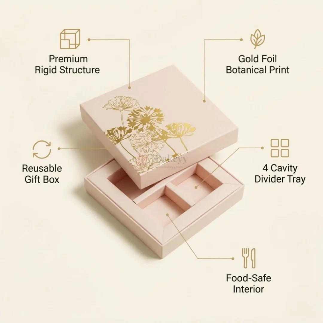 PastelPeachBotanicalChocolateGiftBoxwithDividerTray_3 - Bakeyy.com