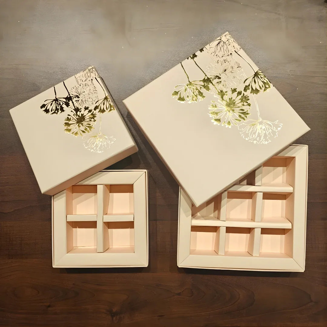 Pastel Peach Botanical Chocolate Gift Box with Divider Tray | Pack of 1