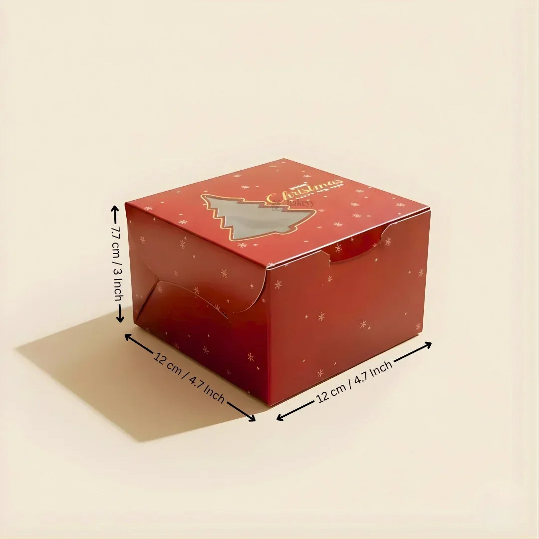 Tree Window Red Pastry Box | Christmas Pastry Box | Festive Bakery Packaging | Multi-Sizes | Pack of 25 - Bakeyy.com - India - Tree Window Red Pastry Box | Christmas Pastry Box | Festive Bakery Packaging | Multi-Sizes | Pack of 25 - Extra Small 300.00