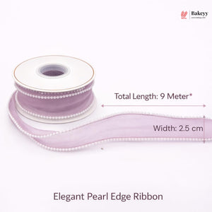 Pearl Edge Net Ribbon Roll | 2.5 cm x 9 Meter | Multiple Colors Available | Pack of 1