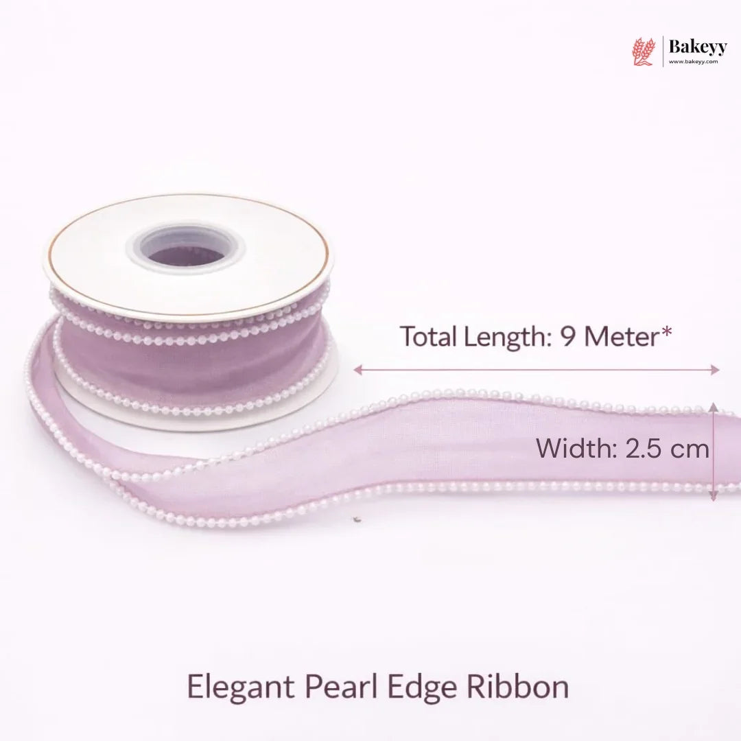 Pearl Edge Net Ribbon Roll | 2.5 cm x 9 Meter | Multiple Colors Available | Pack of 1
