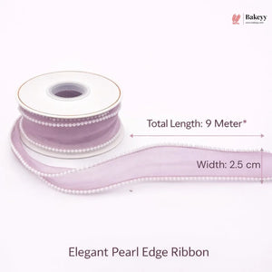 Pearl Edge Net Ribbon Roll | 2.5 cm x 9 Meter | Multiple Colors Available | Pack of 1