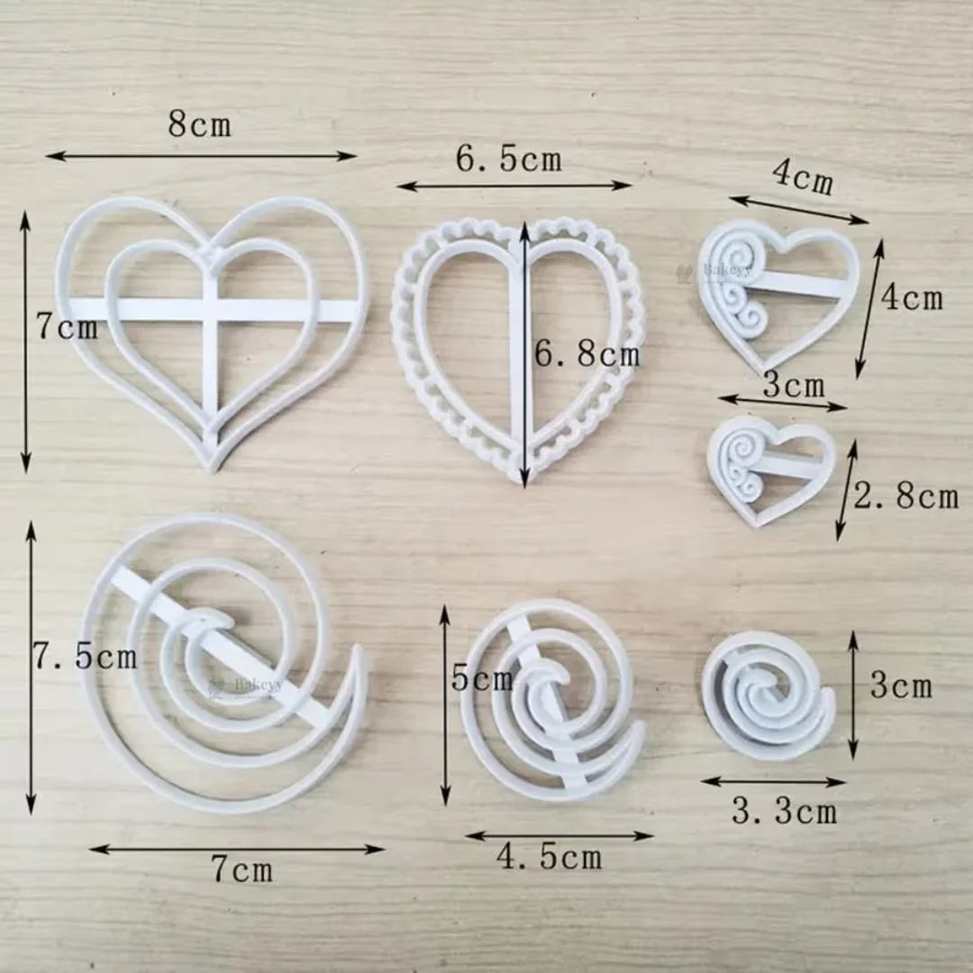 Heart Shape Theme Fondant & Cookie Cutter Set | 7 Piece | Pack of 1