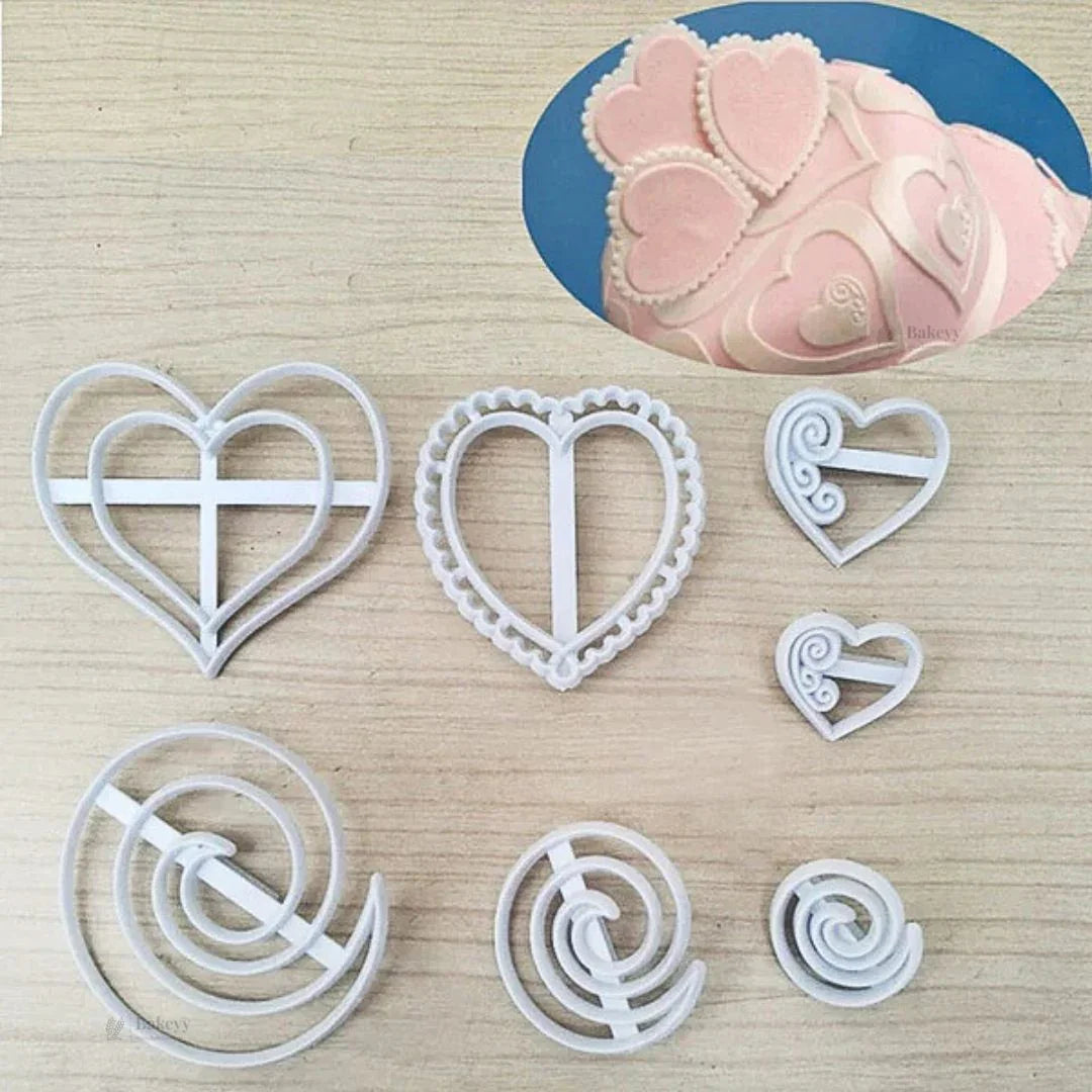 Heart Shape Theme Fondant & Cookie Cutter Set | 7 Piece | Pack of 1