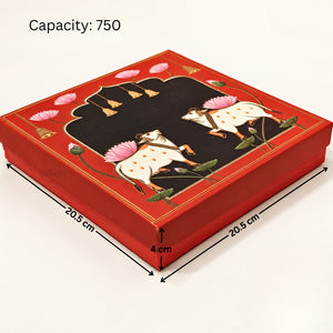 Pichwai Cow & Lotus Printed Sweet Gift Box | Multiple Capacities | Pack of 4