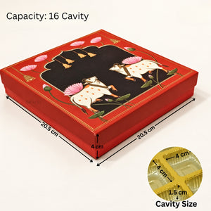 Pichwai Cow & Lotus Printed Chocolate Gift Box with Cavity | Multiple Capacities | Pack of 4