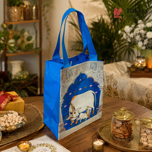 Pichwai Print Non-Woven Reusable Gift Bag with Handle | Premium Return Gift & Festive Carry Bag | Pack of 25