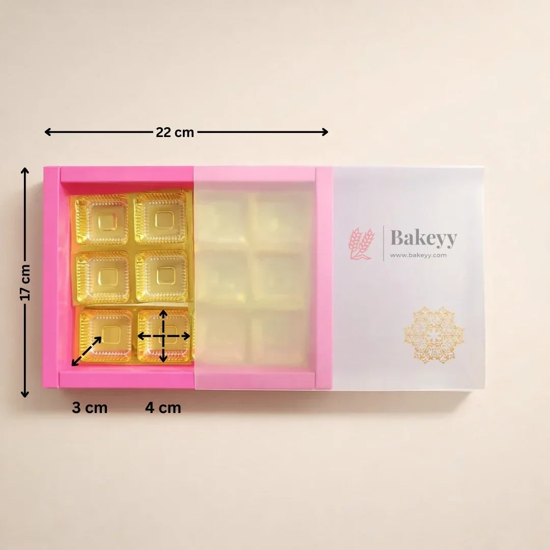 Pink Sliding Chocolate Box with Gold Cavity Premium Rigid Gift Box for Chocolates