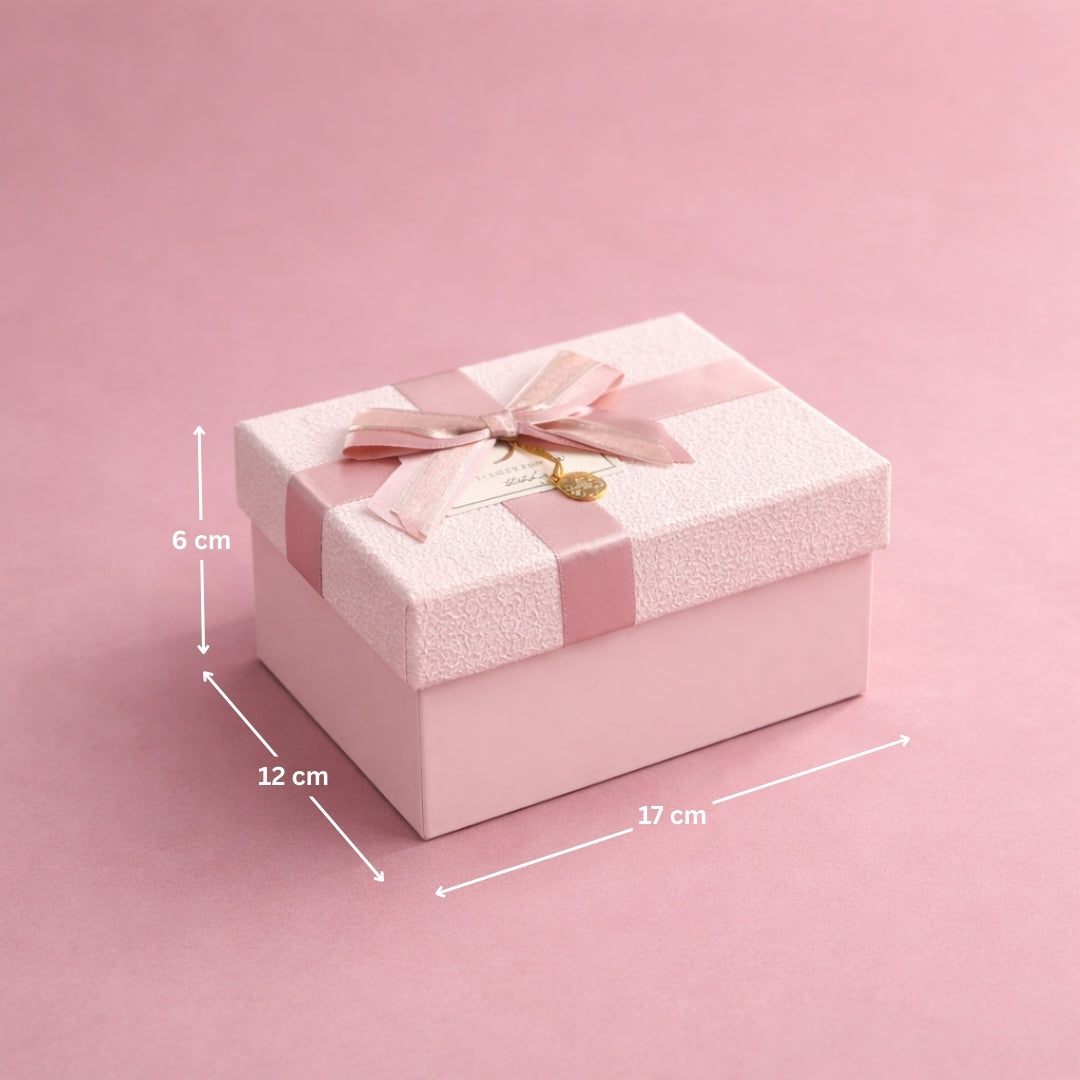 Pink Textured Luxury Gift Box | Premium Rigid Hamper Gift Box with Lid & Ribbon | 3 Sizes Available | pack of 1