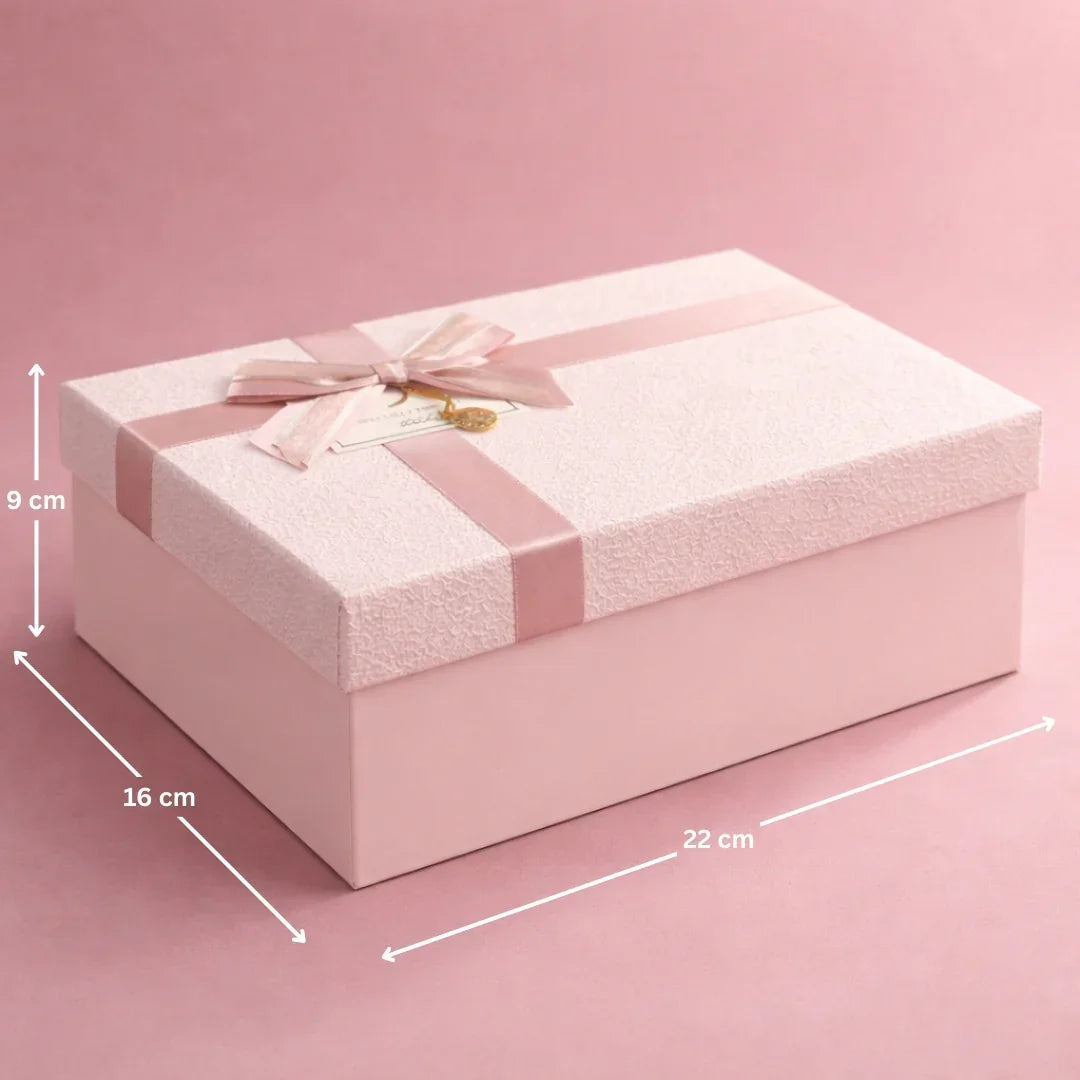 Pink Textured Luxury Gift Box | Premium Rigid Hamper Gift Box with Lid & Ribbon | 3 Sizes Available | pack of 1