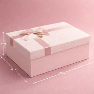 PinkTexturedLuxuryGiftBoxPremiumRigidHamperGiftBoxwithLid_Ribbon3SizesAvailablepackof1_5 - Bakeyy.com