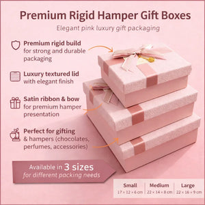 PinkTexturedLuxuryGiftBoxPremiumRigidHamperGiftBoxwithLid_Ribbon3SizesAvailablepackof1_6 - Bakeyy.com