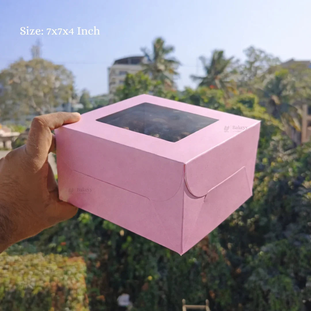 Pink Cake Box with Square Window Top | Multiple Sizes Available | Pack of 25