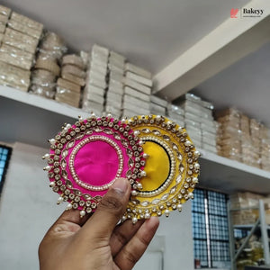 Rangoli Diya Mat | Pink and Yellow Color | Pack of 1