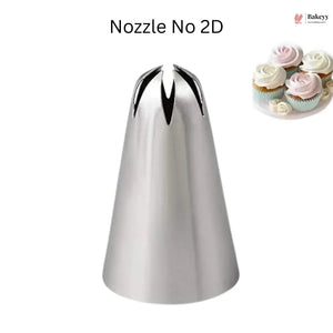 Stainless steel cake decorating nozzle with 'Bakey' branding, displayed on a white background.