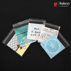 11x10cm | Printed Self-Seal Cookie Pouch | Multiple Designs | Pack of 100
