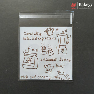 10x10cm | Printed Self-Seal Cookie Pouch | Multiple Designs | Pack of 100