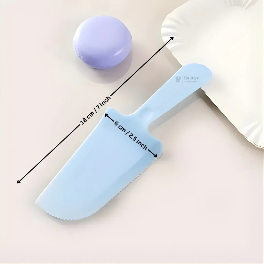 Cake Scraper Spatula Knife | Cutting and Serving | Plastic Cake Lifter & Dessert Server | Pack of 5 - Bakeyy.com - India - Cake Scraper Spatula Knife | Cutting and Serving | Plastic Cake Lifter & Dessert Server | Pack of 5 - Blue 35.00