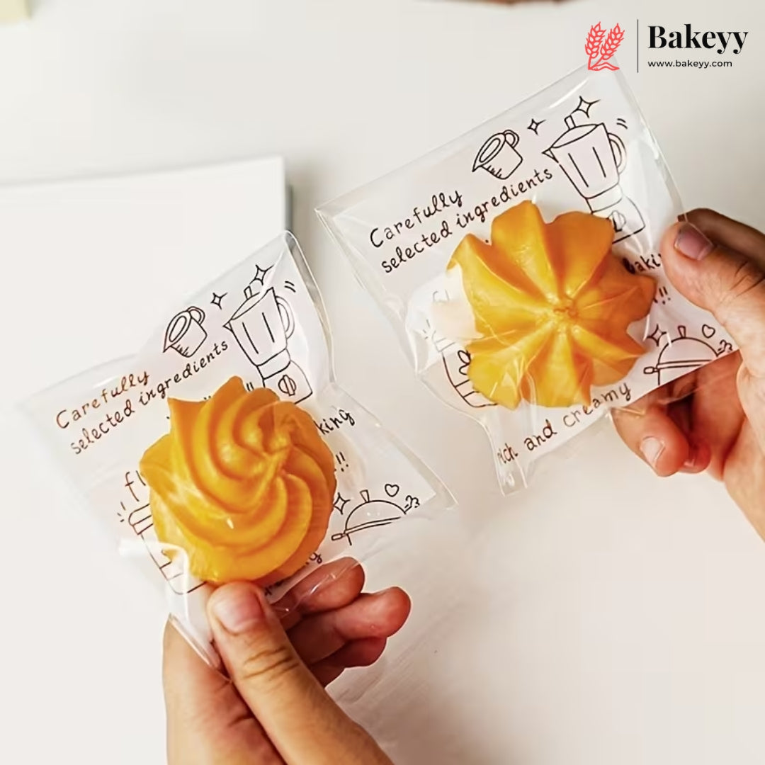 11x10cm | Printed Self-Seal Cookie Pouch | Multiple Designs | Pack of 100