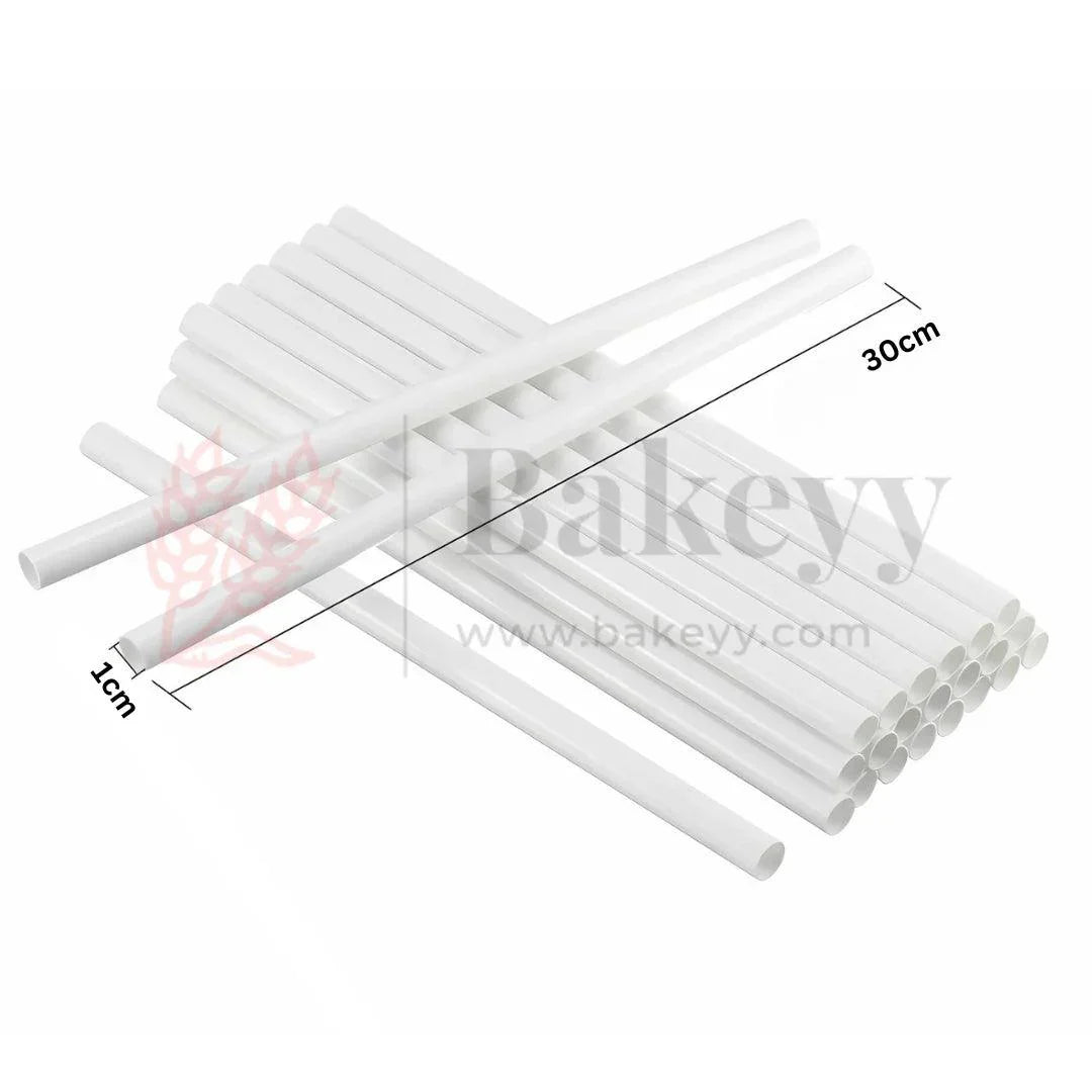White plastic dowel rods 30cm x 1cm for baking, cake support, Bakeyy India supplies