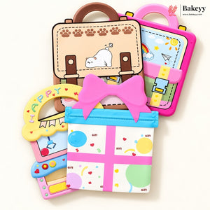 Gift Box Shape Treat Storage Bags with Bow | Fancy Zip Lock Pouches | Pack of 50