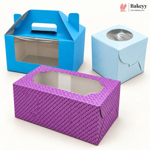 Paper Cupcake Box with Transparent Window | Gift Box for Bakery & Desserts | Pack of 10