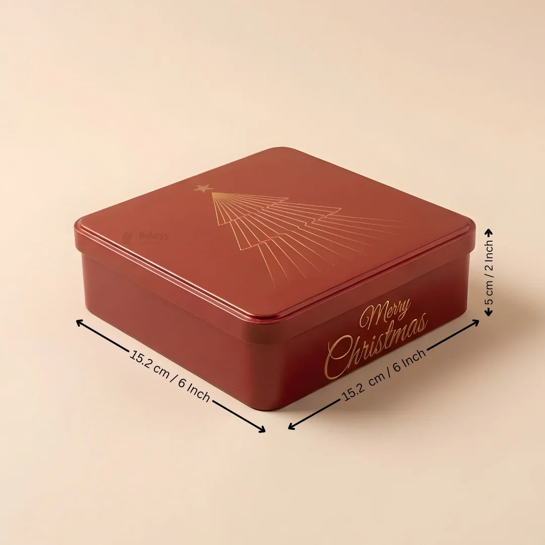 Christmas Empty Plum Cake Tin Box | Square / Rectangle Dream Cake Tin | Pack of 2