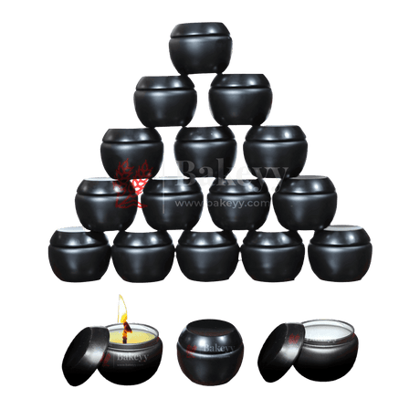 Polished Candle Tin Box | Empty Decorative Tin Container | Candle Holder | Storage Tin | Pack of 10 - Bakeyy.com - India - Polished Candle Tin Box | Empty Decorative Tin Container | Candle Holder | Storage Tin | Pack of 10 - Pack of 10 / BLACK