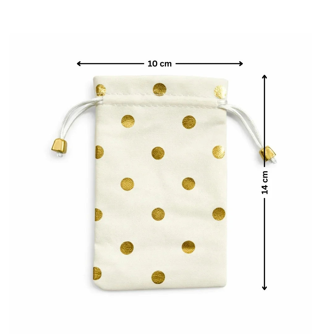 Premium Velvet Polka Dot Potli Bags for Elegant Gifting & Packing l Pack of 10 - Bakeyy.com - India - Premium Velvet Polka Dot Potli Bags for Elegant Gifting & Packing l Pack of 10 - Off-White / 10x14 200.00