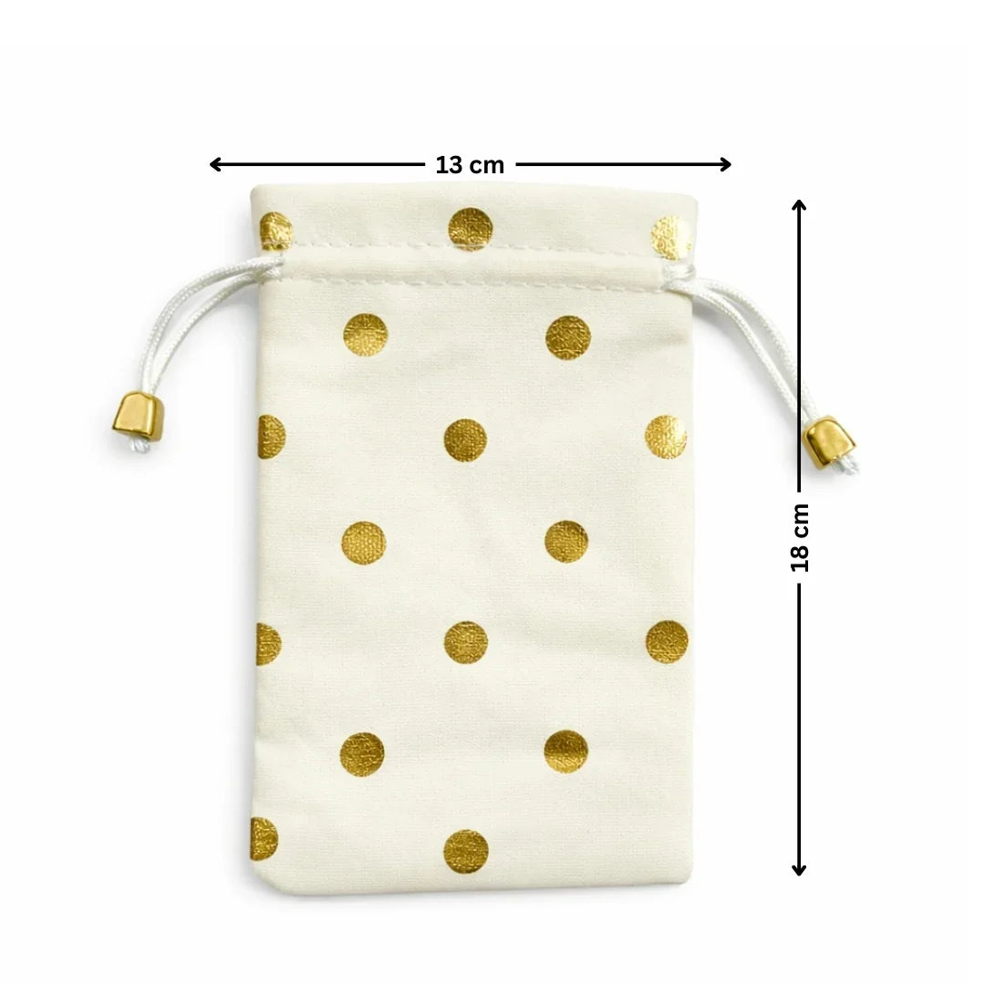 Premium Velvet Polka Dot Potli Bags for Elegant Gifting & Packing l Pack of 10 - Bakeyy.com - India - Premium Velvet Polka Dot Potli Bags for Elegant Gifting & Packing l Pack of 10 - Off-White / 13x18 250.00