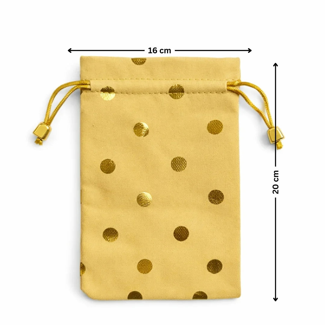 Premium Velvet Polka Dot Potli Bags for Elegant Gifting & Packing l Pack of 10 - Bakeyy.com - India - Premium Velvet Polka Dot Potli Bags for Elegant Gifting & Packing l Pack of 10 - Gold / 16x20 300.00