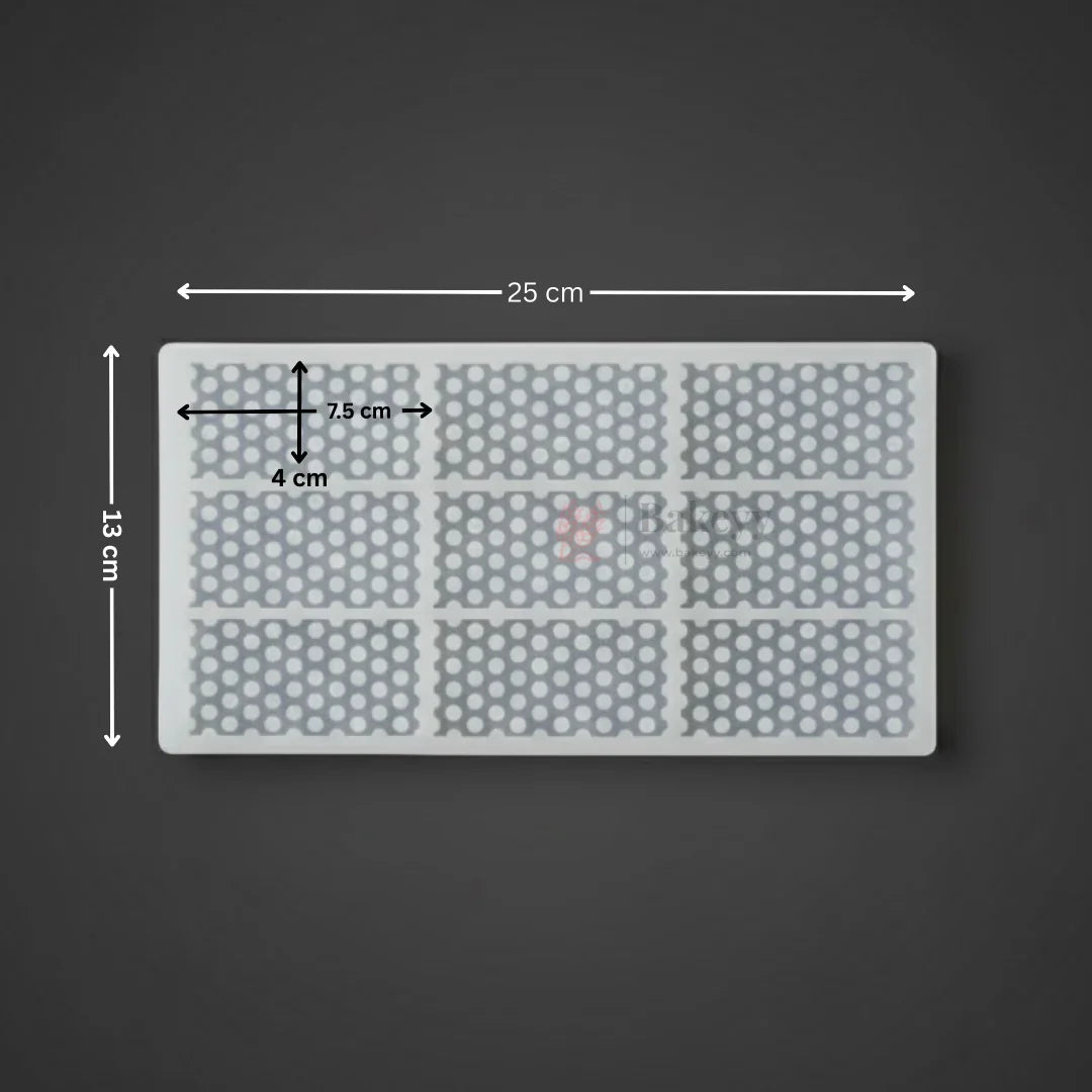 Polka Dot Texture Garnishing Silicone Mould for Cakes & Chocolates Rectangle Panel Mould Pack of 1