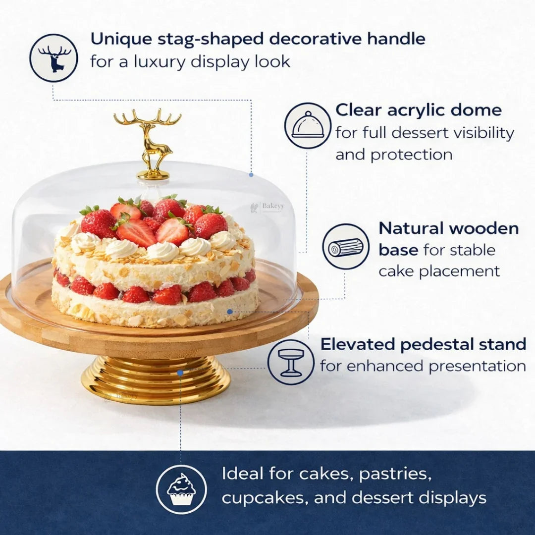 PremiumAcrylicCakeDomewithWoodenBase_9 - Bakeyy.com
