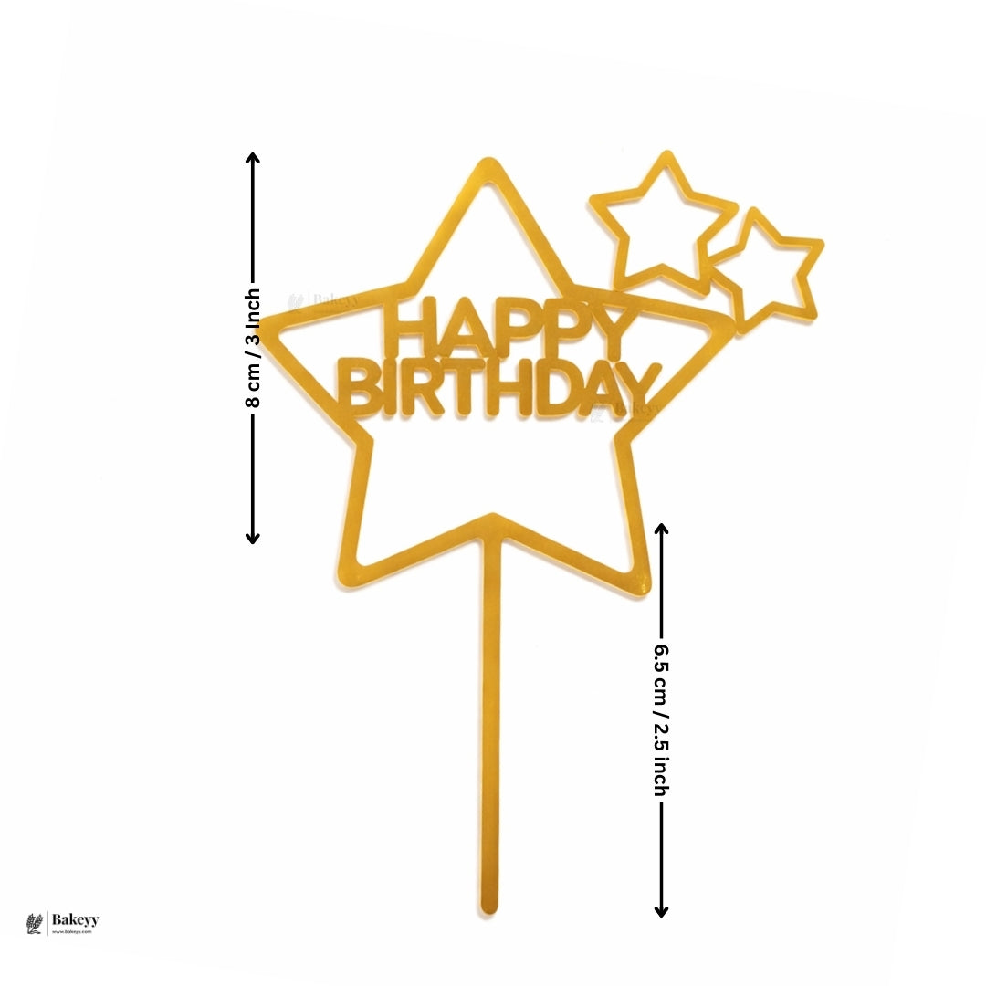 Premium Acrylic Happy Birthday Cake Toppers | Geometric & Floral Script Designs | Pack of 5