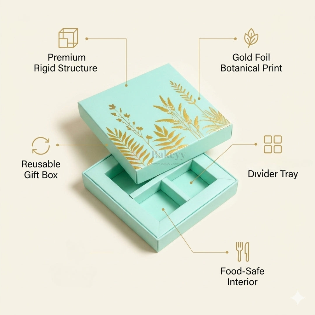 Premium Light Blue Chocolate Gift Box with Decorative Lid and Cavity Tray | Pack of 1