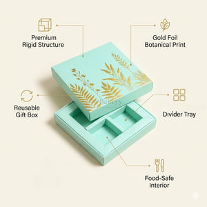 Premium Light Blue Chocolate Gift Box with Decorative Lid and Cavity Tray | Pack of 1